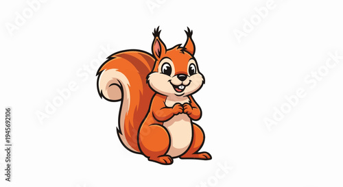 Adorable cartoon squirrel with bushy tail, smiling