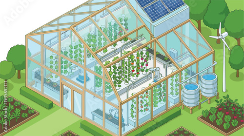 Sustainable Smart Greenhouse Featuring Vertical Farming and Renewable Energy Solutions for Modern Agriculture