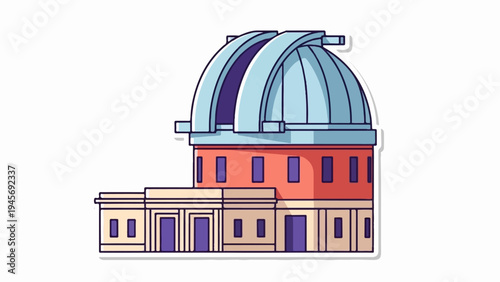 Stylized observatory building with a domed roof, in cartoon style