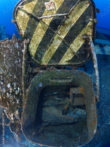  shipwreck scenery underwater ship wreck deep blue water ocean scenery of metal underwater scuba divers to explore