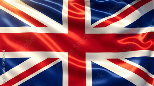 The iconic Union Jack flag waving proudly, its vibrant colors representing the spirit of the United Kingdom