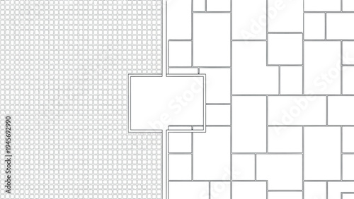 Isolated square object on transparent background with grid pattern and brick wall