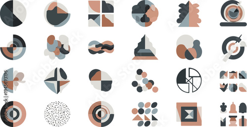 Abstract geometric shapes in pastel and muted colors