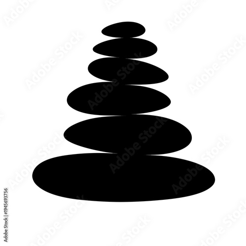 Minimalist Zen Stones Silhouette Balanced Harmony isolated on White Background