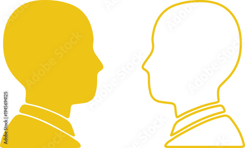 Two silhouetted figures facing each other in conversation or dialogue