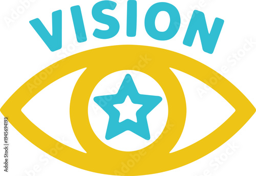 Creative logo featuring an eye with a star and the word vision above it