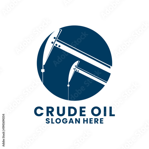 Crude Oil Industry Pumpjack Logo Design Energy Vector Icon. Elegant Crude Oil company logo design template