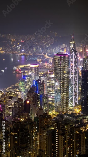 Wallpaper Mural Hong Kong skyline from victoria peak at night in vertical Torontodigital.ca