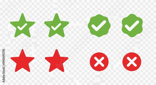 Rating symbols display positive green checks and stars alongside negative red crosses for.