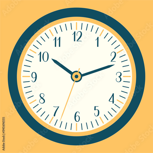 Minimal wall clock illustration with modern flat design