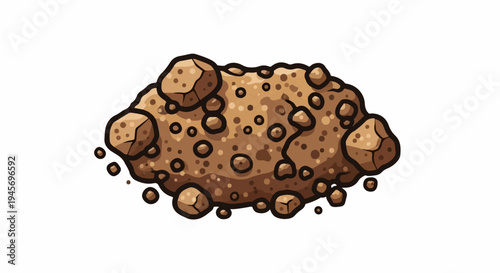 Cartoonish pile of brown dirt clumps and rocks