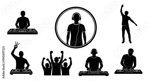 DJ Silhouettes Set - Music, Entertainment, Nightlife, Parties