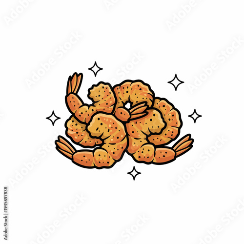 Delicious Shrimp Food Illustration.