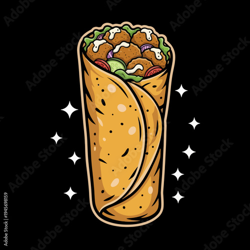 Delicious wrapped food with meat lettuce.