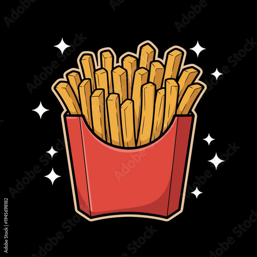 French Fries in Red Box Container.