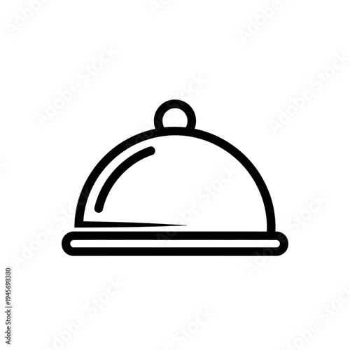Simple Cloche Serving Dish Icon, Restaurant Food Presentation Symbol