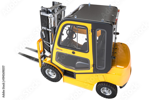 3D Forklift Truck, transparent background.