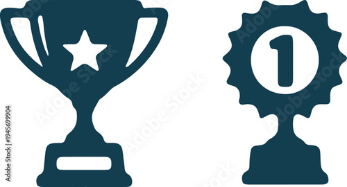 Trophy and first place award icons representing achievement and victory