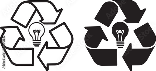 Recycle light bulb vector icon. creative idea solution through recycling, eco-friendly energy