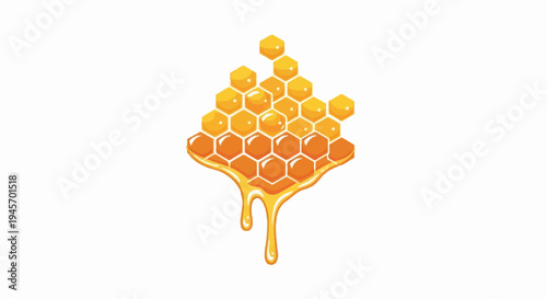 Golden honeycomb dripping with sweet, viscous honey