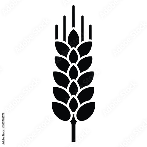 Subtle Dark Grey Wheat Ear Icon. Minimalist Cereal Grain Outline Symbol for Agriculture, Food, and Organic Themes on Black Background.
