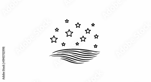 Scattered stars above wavy lines