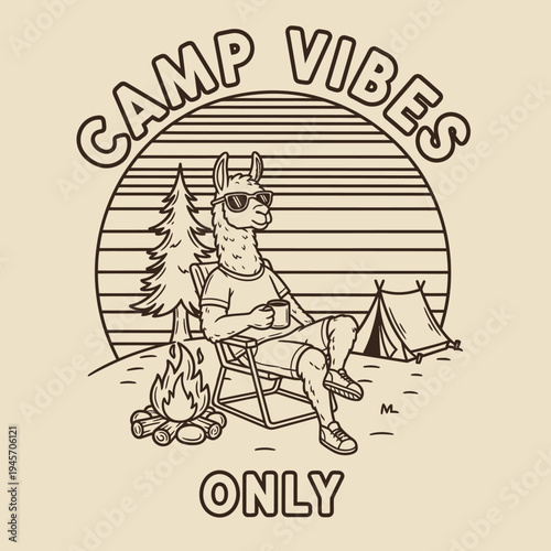 Llama Wearing Sunglasses Sitting Down.