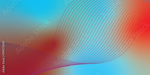 Abstract maroon, navy, red and azure neon streams bending across a mysterious dark background with tiny glowing particle sparks, advanced digital technology theme, vector style