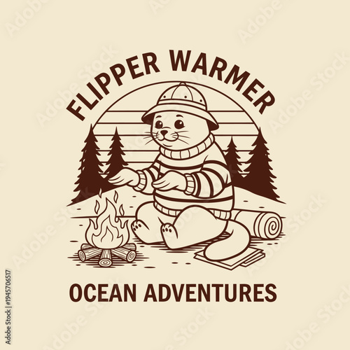 Seal Wearing Sweater and Hat.