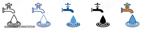 Clean Water icon set multiple style collection
