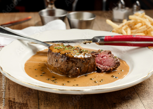 Steak au Poivre, Filet Mignon with Peppeercorn Sauce