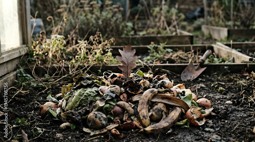 Wallpaper Mural Pile of rotting organic food scraps in a garden compost bin undergoing decomposition Torontodigital.ca