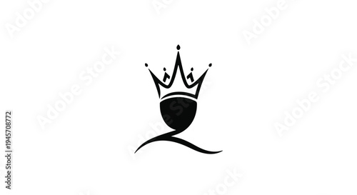 Black stylized royal crown rests atop a shield shape suggesting elegance and quality brand identity development.