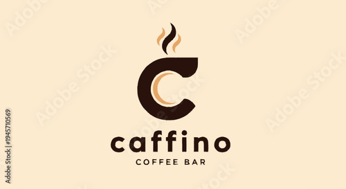 Caffino Coffee Bar Logo Design Element.