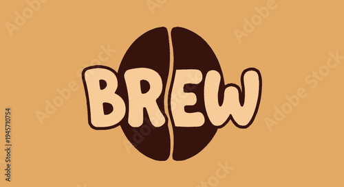 Coffee Bean Logo with Brew Text.