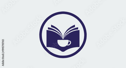 Coffee Cup and Open Book Icon.