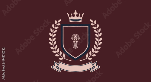 Crest with Shield Laurel Wreath Crown.
