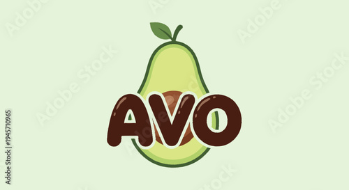 Avocado with AVO Text Logo Design.