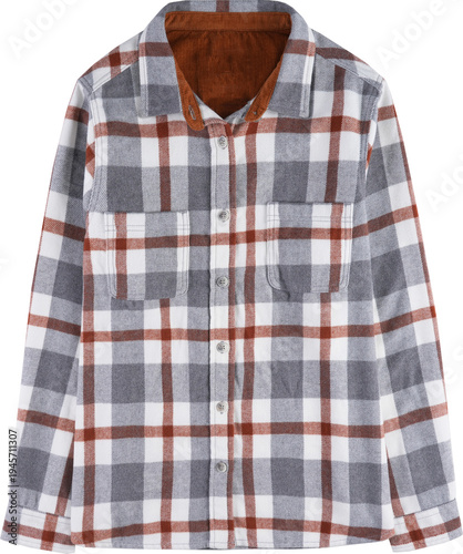 Obraz na płótnie A cozy flannel shirt with a classic red and white plaid pattern displayed on a w