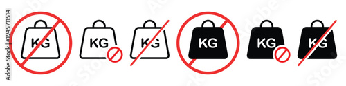 No Weight Icon. Kilogram Measurement Forbidden. Vector Illustration