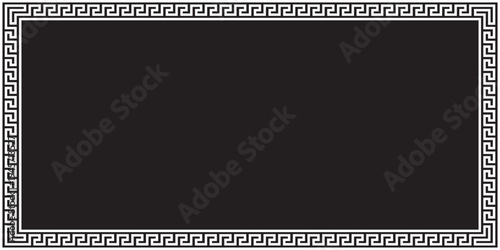 Rectangular frame with a Greek key border pattern on a black background