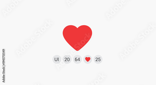 Red Heart Icon with Engagement Count UI Elements on White Background
