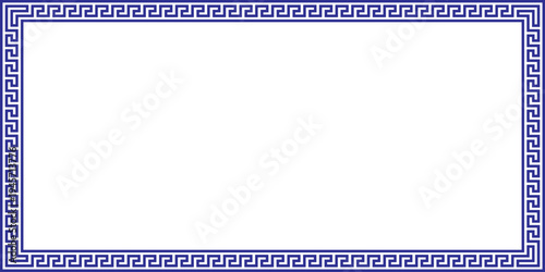 Classic Greek Key Border Design - Elegant Blue and White Decorative Frame for Any Project