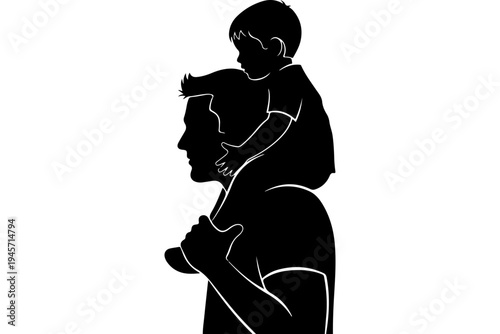 Silhouette of Adult Carrying Child