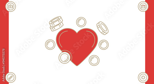 Red Heart Icon with Coins