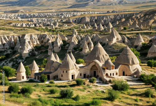 Cave-like dwelling carved into rock in rural Cappadocia, Turkey