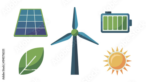 Illustration of renewable energy resources, promoting sustainability.