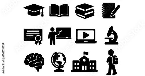 education learning elearning silhouette icon pack
