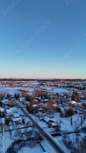 An aerial view of a sunset in the country