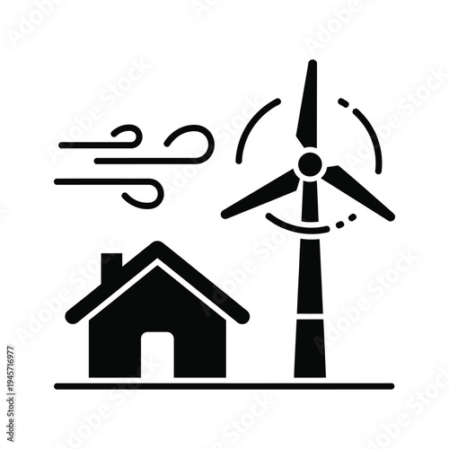 Windmill Home Energy Generation Icon